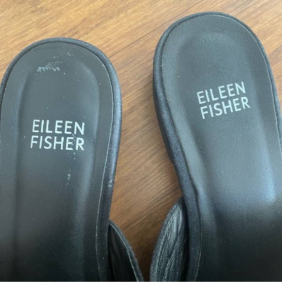 EILEEN FISHER Mules 6.5 Earth Dion Black Suede Leather Loafer Slide Slip On Shoe - Picture 6 of 10
